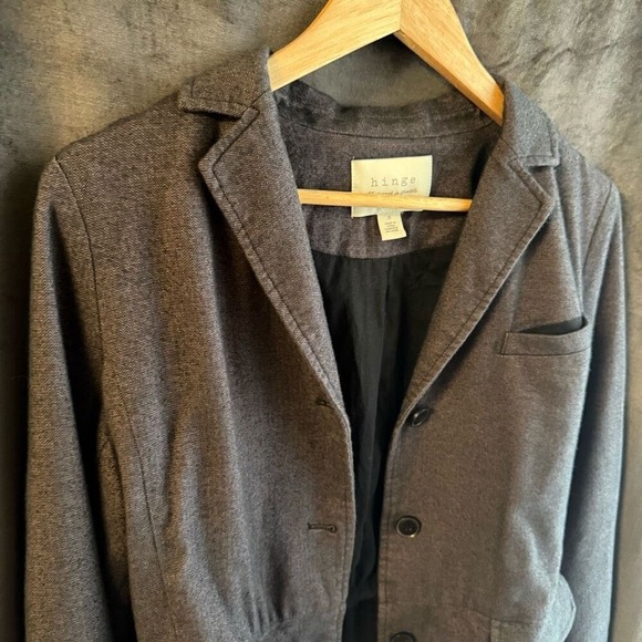 Hinge‎ Womens Blazer Size S Linen Cotton Blend Ruffles Artsy Office Career - Picture 5 of 11